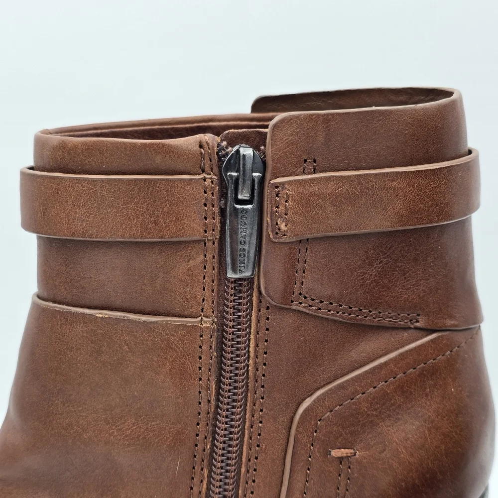 Like-New Vince Camuto Faythe Layered Heeled Ankle Booties, Brown, Women's 7.5M - Picture 6 of 16
